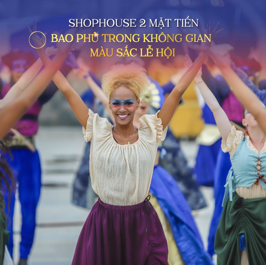 Shophouse 2 mặt tiền bao phủ không gian lễ hội