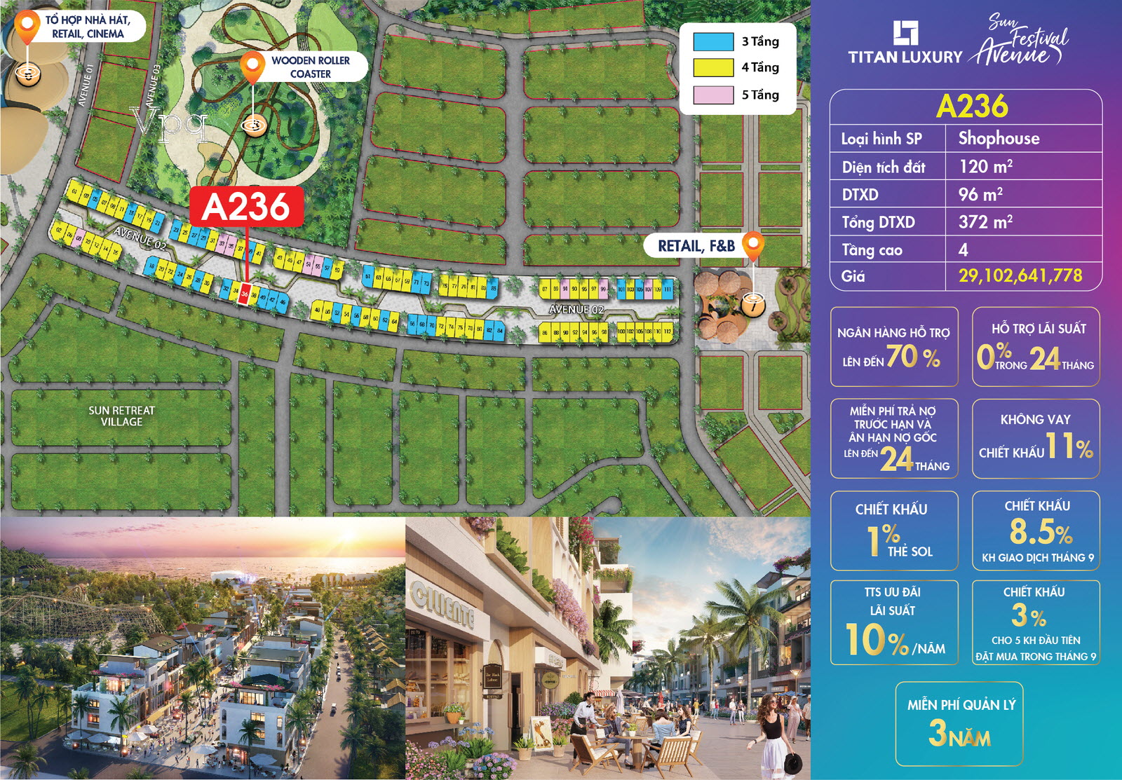 Căn A236 Shophouse Paradise Walk Hòn Thơm