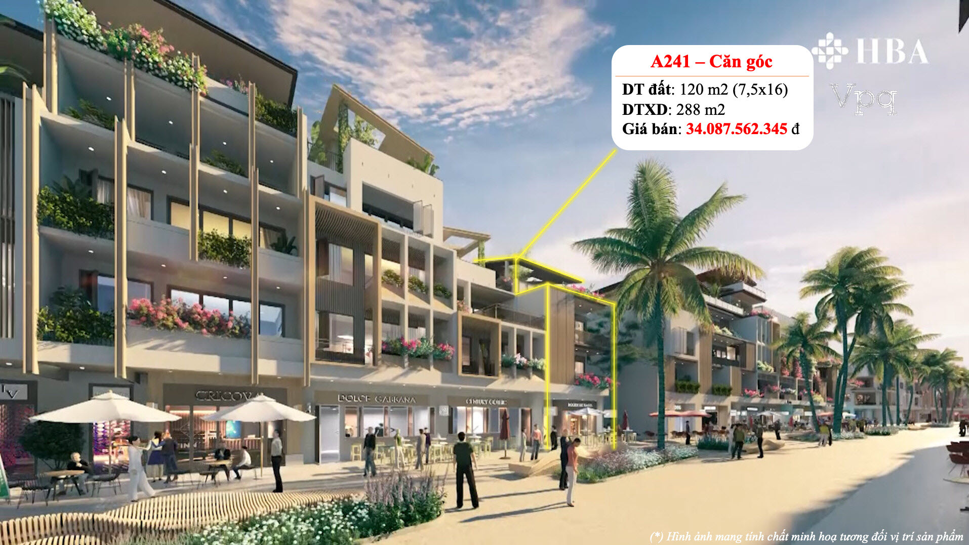 Một mặt hướng về tổ hợp tiện ích Sun World, một mặt là trục quảng trường 9000m2 kết nối 2 bờ biển