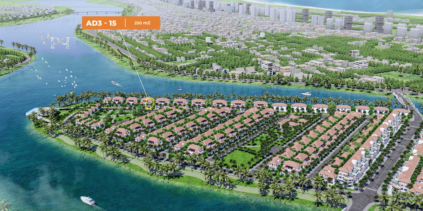 Biệt thự AD315 view ra khúc sông rộng nhất dự án