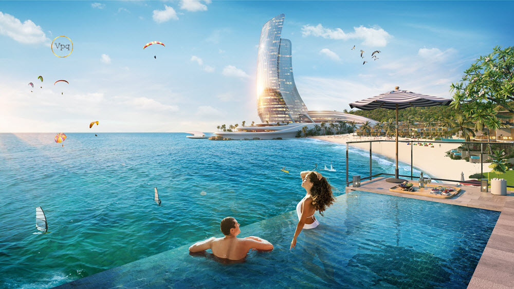 Hình ảnh góc view từ Commercial Vila nhìn sang tòa nhà Cánh Buồm biểu tượng
