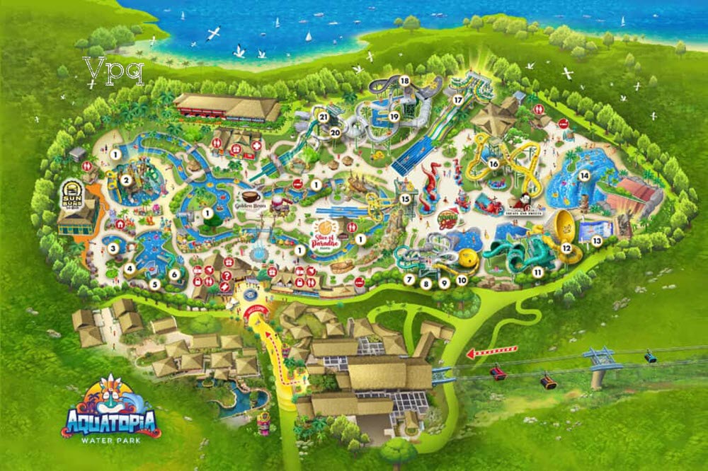 Bản đồ c&ocirc;ng vien nước H&ograve;n Thơm Aquatopia Water Park