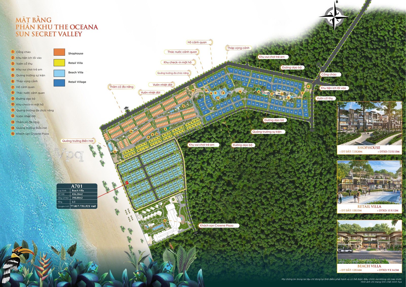 Căn A701 - Beach Villa trên mặt bằng phân khu The Ocean Sun Secret Valley