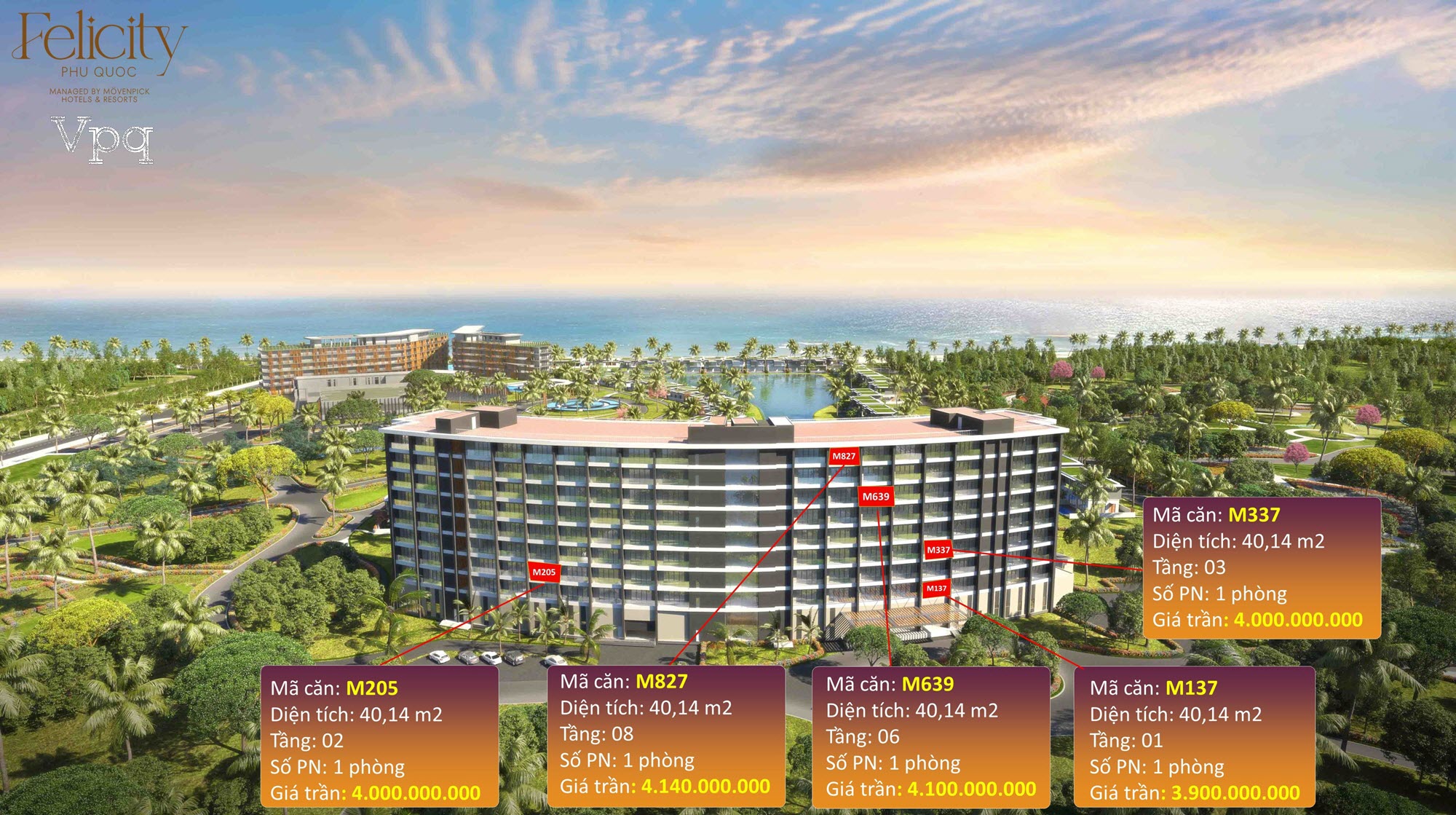 Giá bán condotel Felicity Phú Quốc view đồi