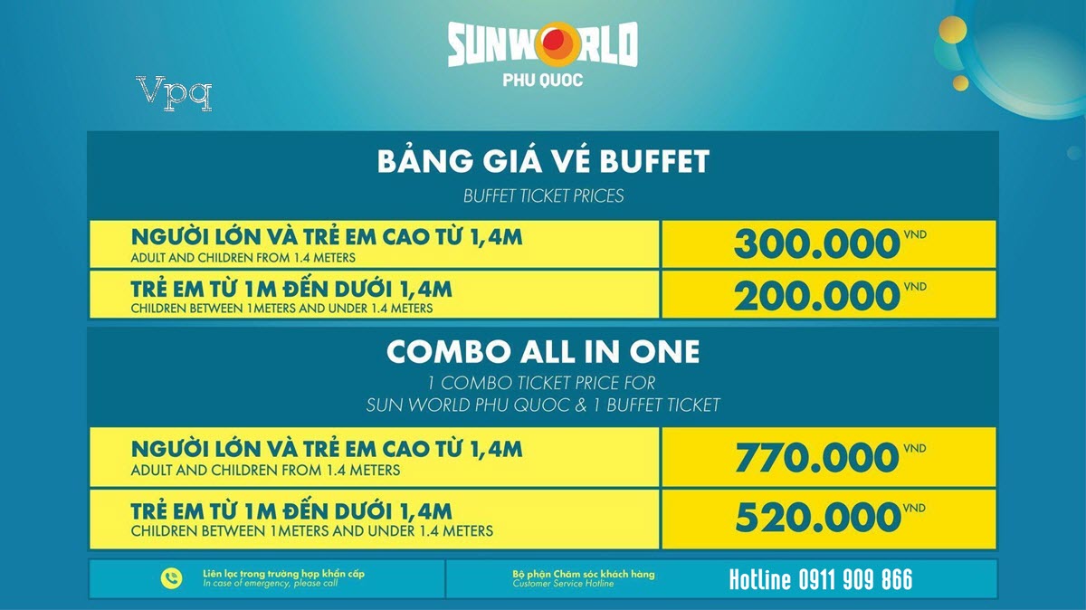 Bảng Gi&aacute; V&eacute; Buffet v&agrave; Gi&aacute; V&eacute; Combo All In One