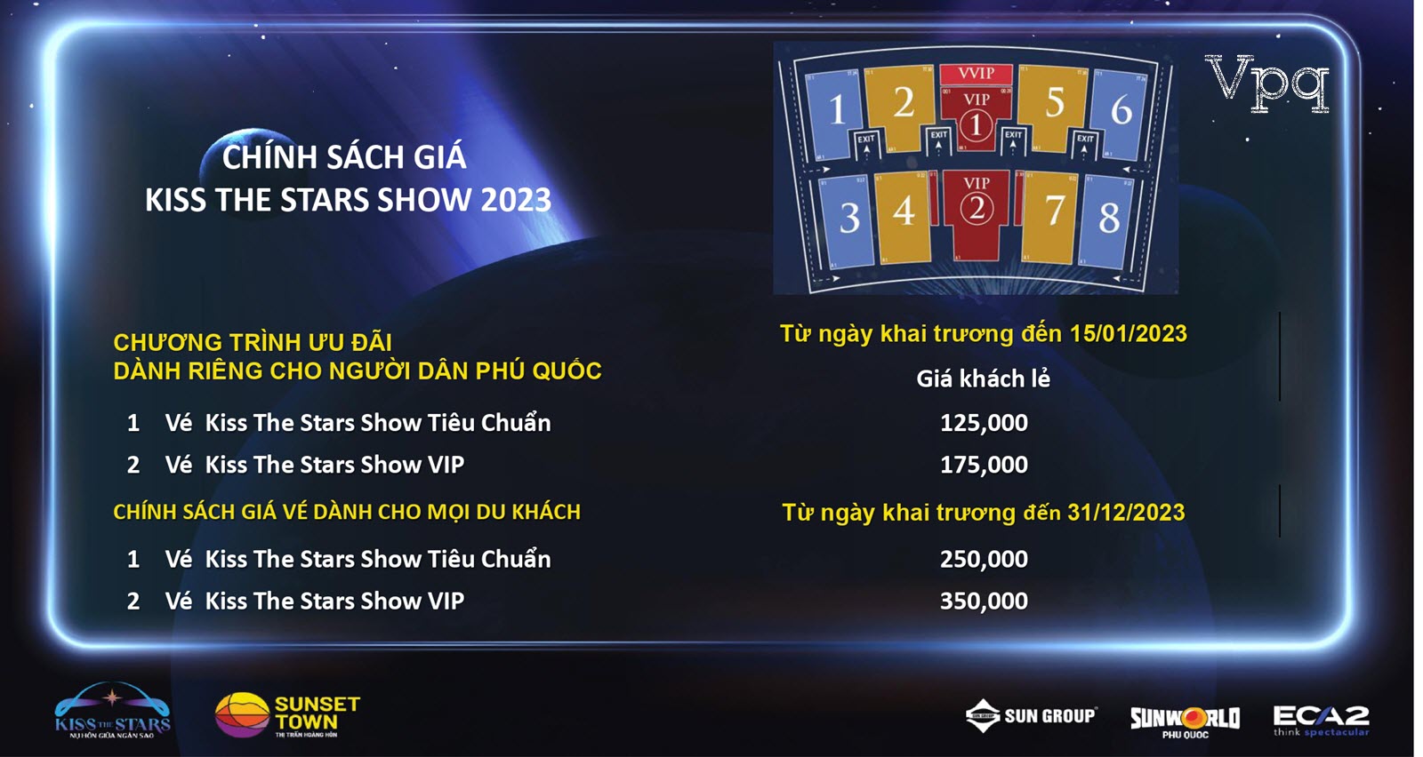 Chính sách giá vé Kiss The Stars Show 2023