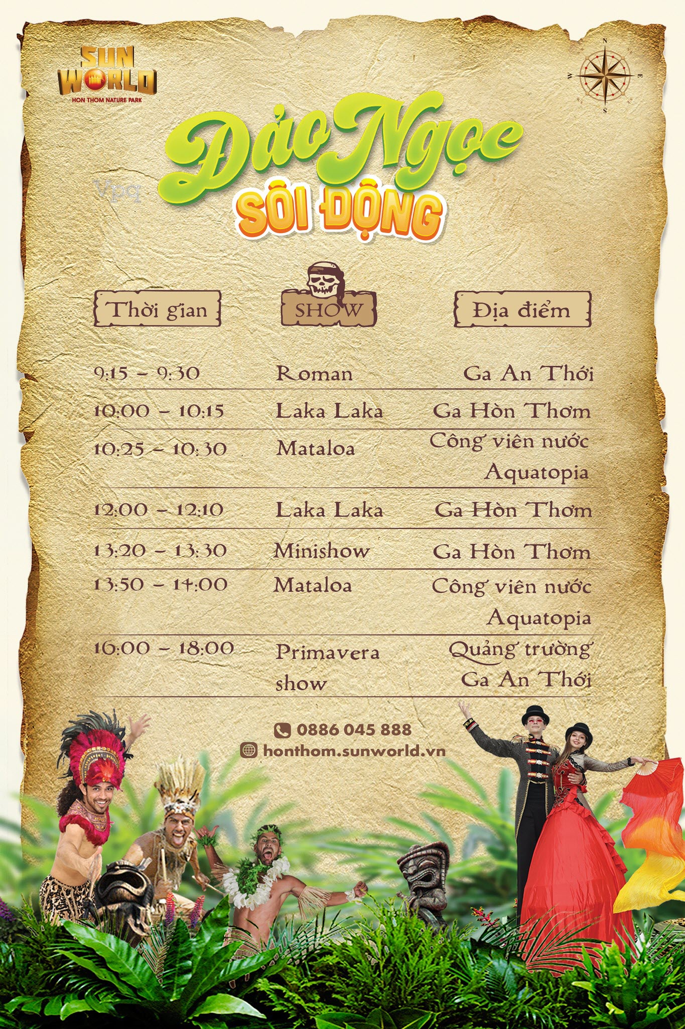 Lịch biểu diễn Show Đảo Thi&ecirc;n Đường
