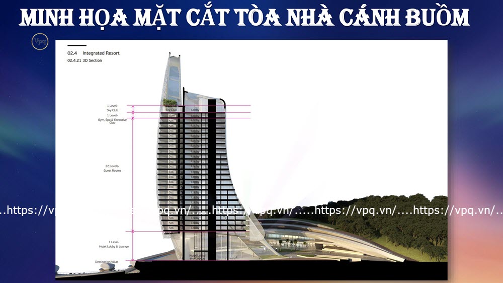 Mặt cắt t&ograve;a nh&agrave; C&aacute;nh Buồm H&ograve;n Thơm