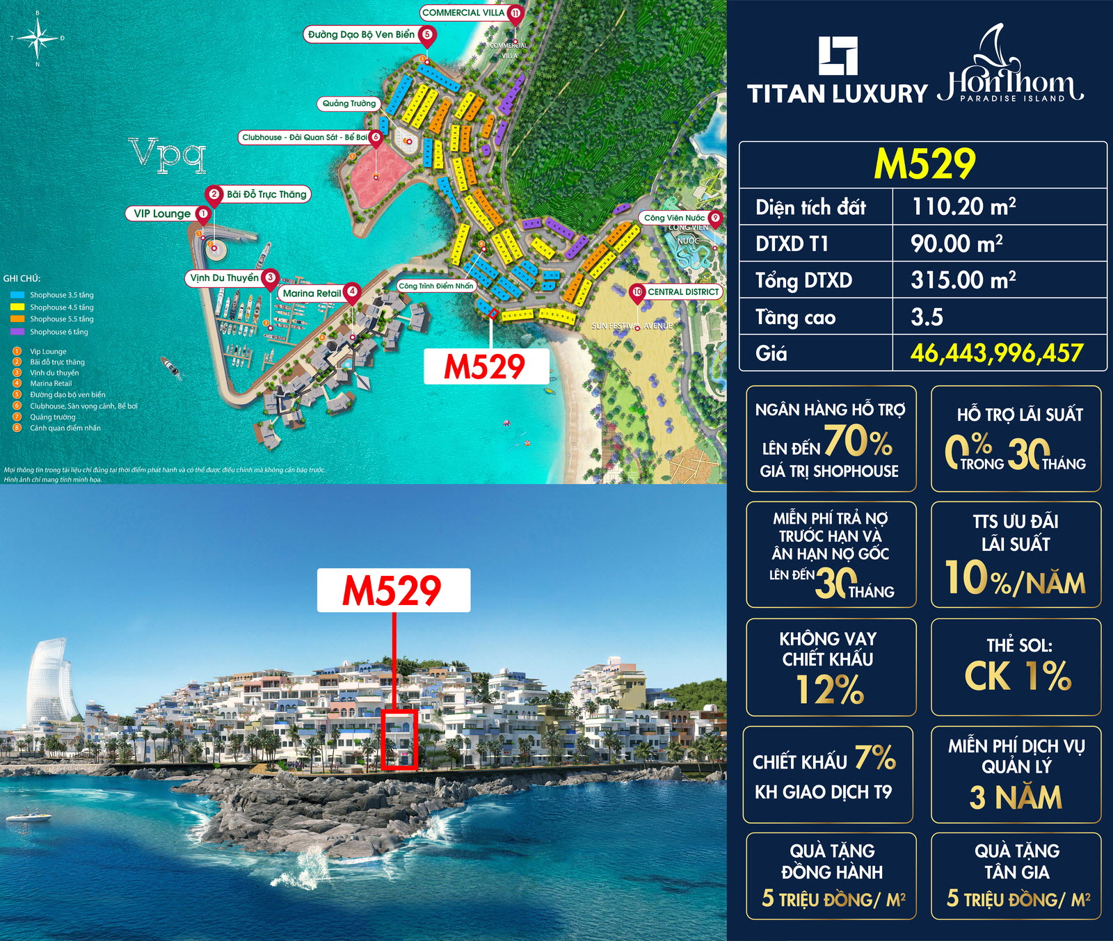 Căn M529 Shophouse Santorini H&ograve;n Thơm