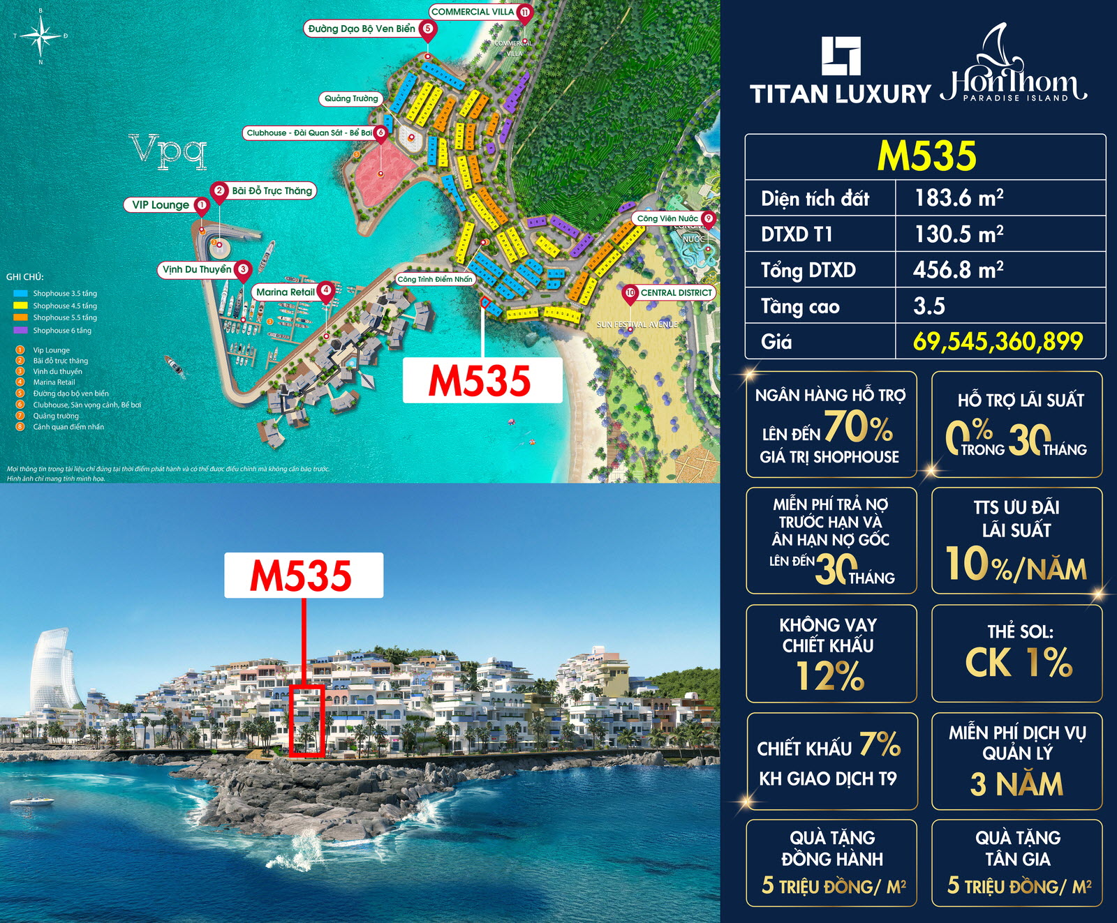 Căn M535 Shophouse Santorini H&ograve;n Thơm