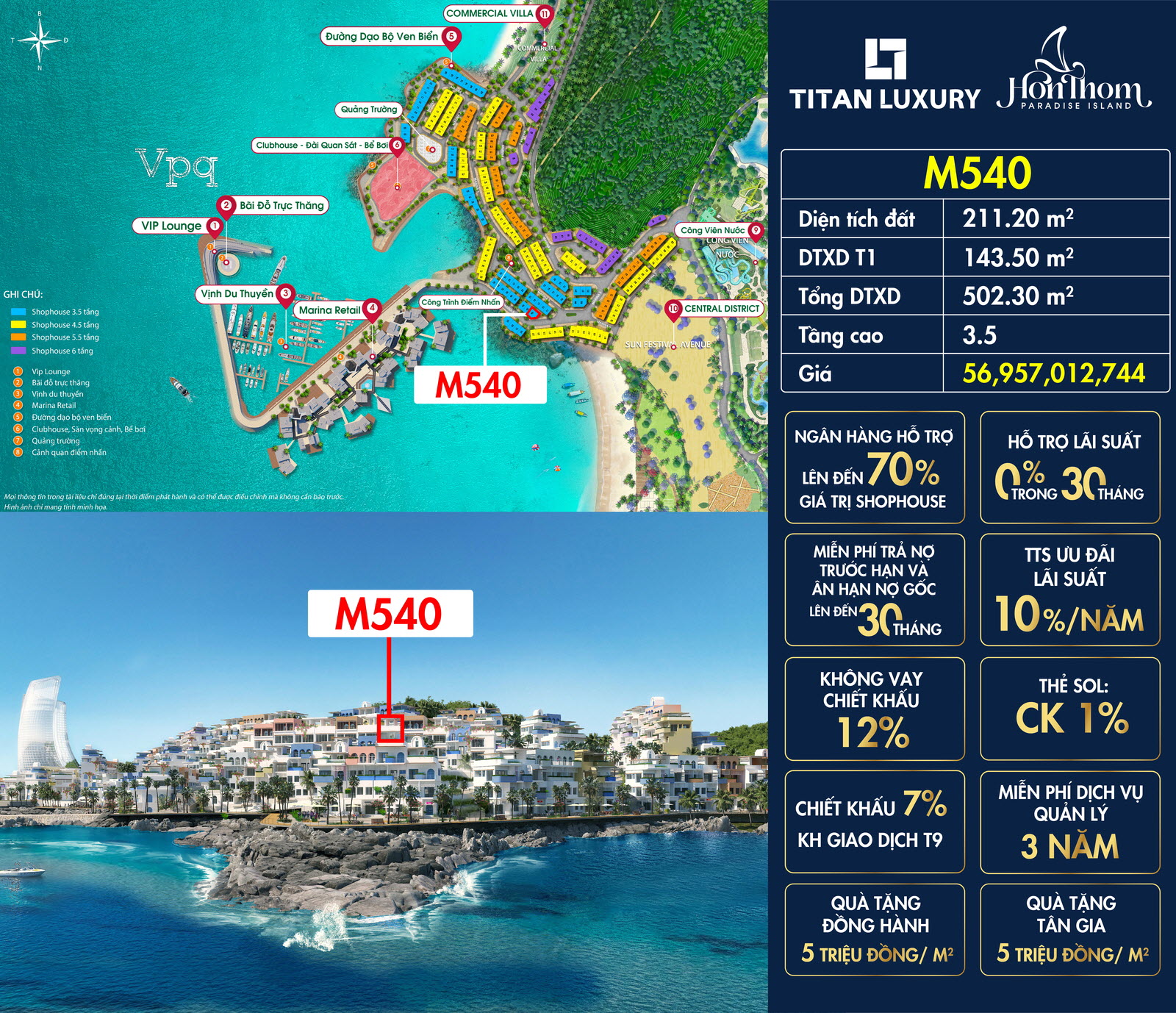 Căn M540 Shophouse Santorini H&ograve;n Thơm