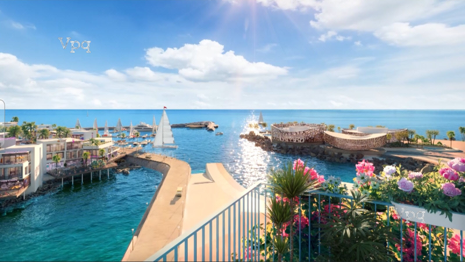 Nhà hàng San Hô nhìn từ khu phố thương mại The Santo Port