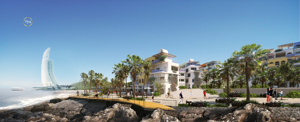 Những căn shophouse The Santo Port sở hữu tầm view t&ograve;a nh&agrave; C&aacute;nh Buồm biểu tượng