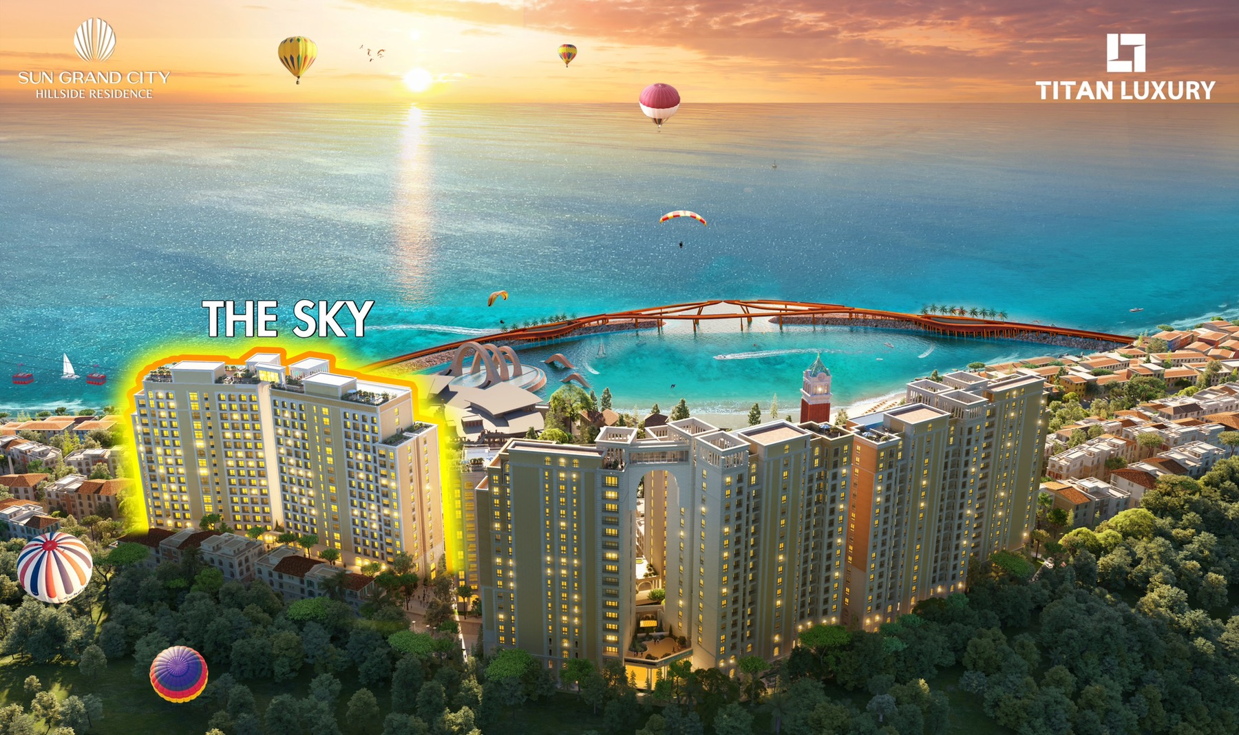 2 tòa tháp căn hộ The Sky - Sun Grand City Hillside Residence trực diện biển
