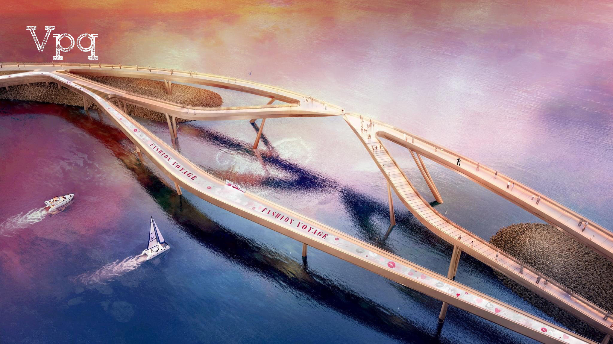 S&agrave;n diễn Fashion Voyage Runway 2 tr&ecirc;n cầu H&ocirc;n (Kiss Bridge) d&agrave;i 810m