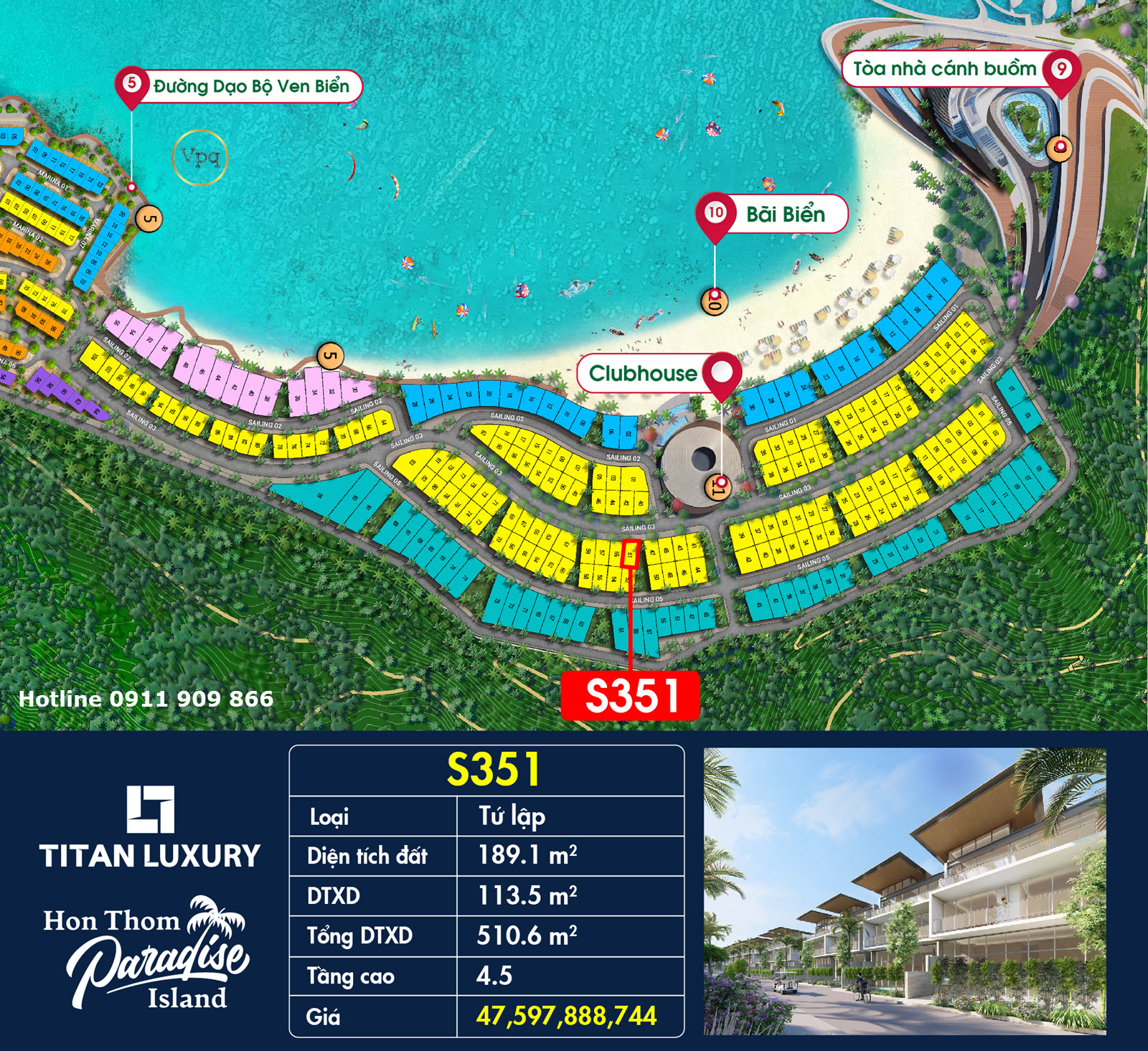 Biệt thự tứ lập g&oacute;c S351 - The Sailing Bay H&ograve;n Thơm, Ph&uacute; Quốc