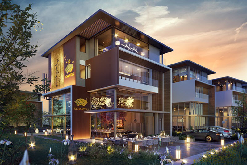 Ảnh phối cảnh m&ocirc; h&igrave;nh Shop Villa trong một kh&ocirc;ng gian cao cấp