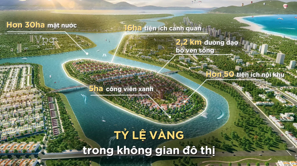 Tỷ lệ v&agrave;ng trong kh&ocirc;ng gian đ&ocirc; thị Sunneva Island