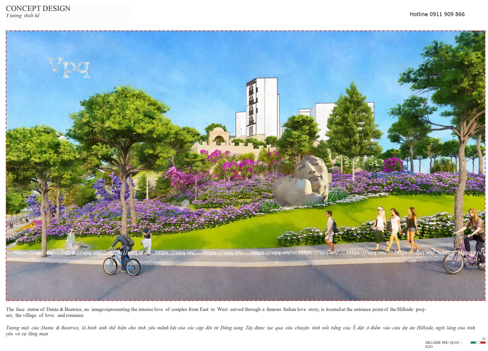 Tượng mặt của Dante & Beatrice tại Hillside