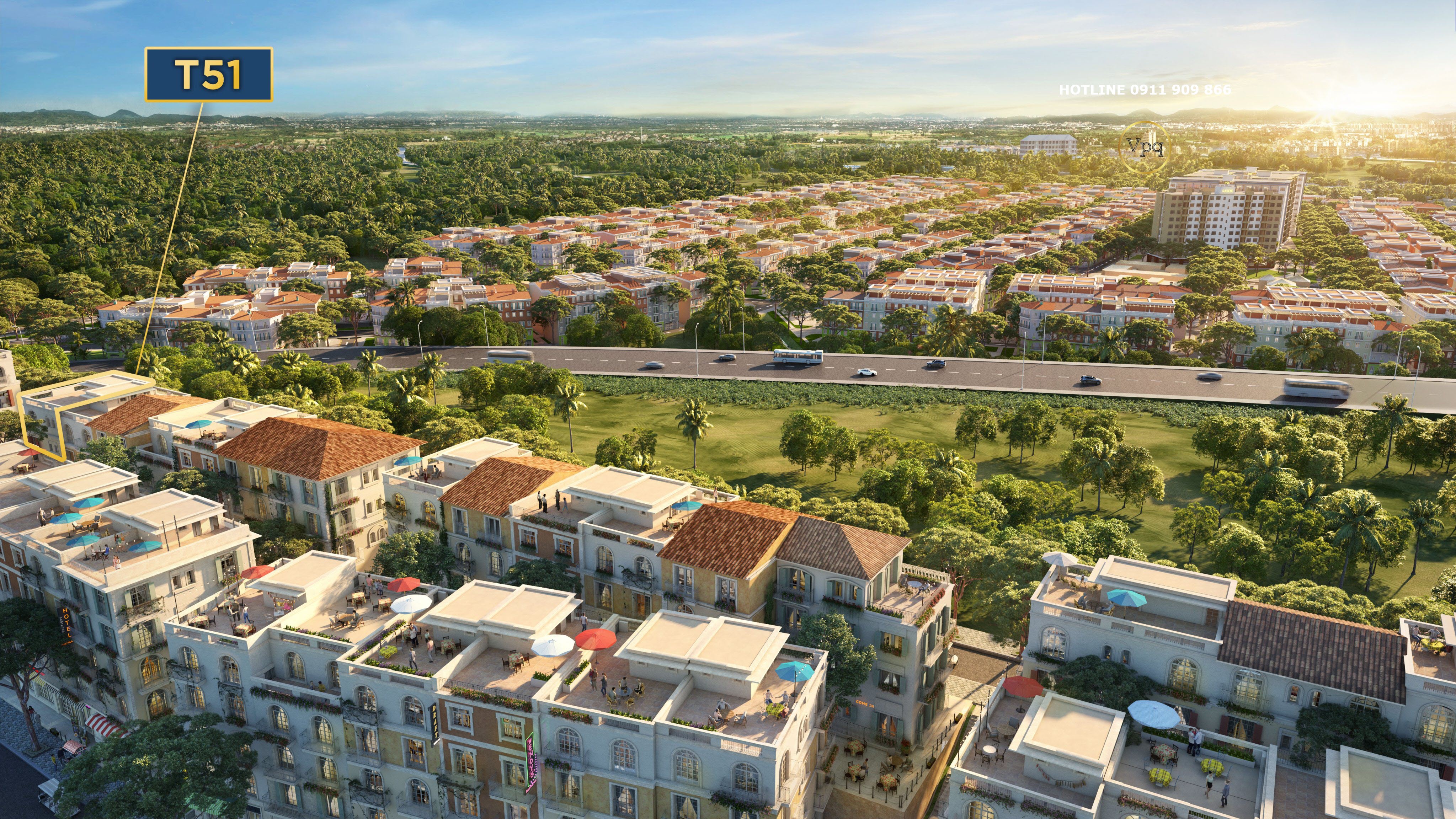 Hình ảnh phối cảnh Shophouse T51 The Center trên đỉnh đồi Địa Trung Hải, Phú Quốc
