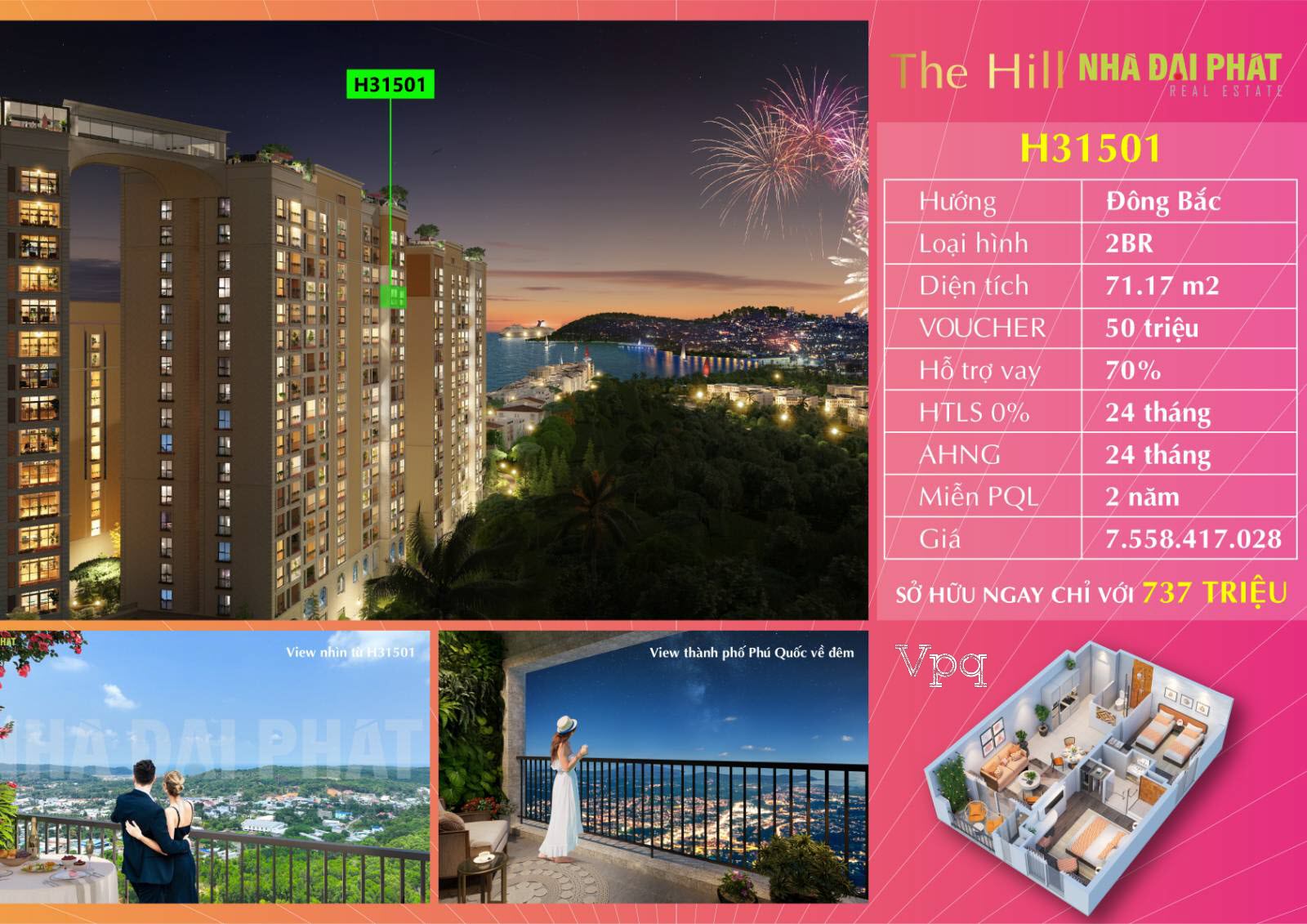 Căn hộ Hillside H31501 ph&acirc;n khu The Hill