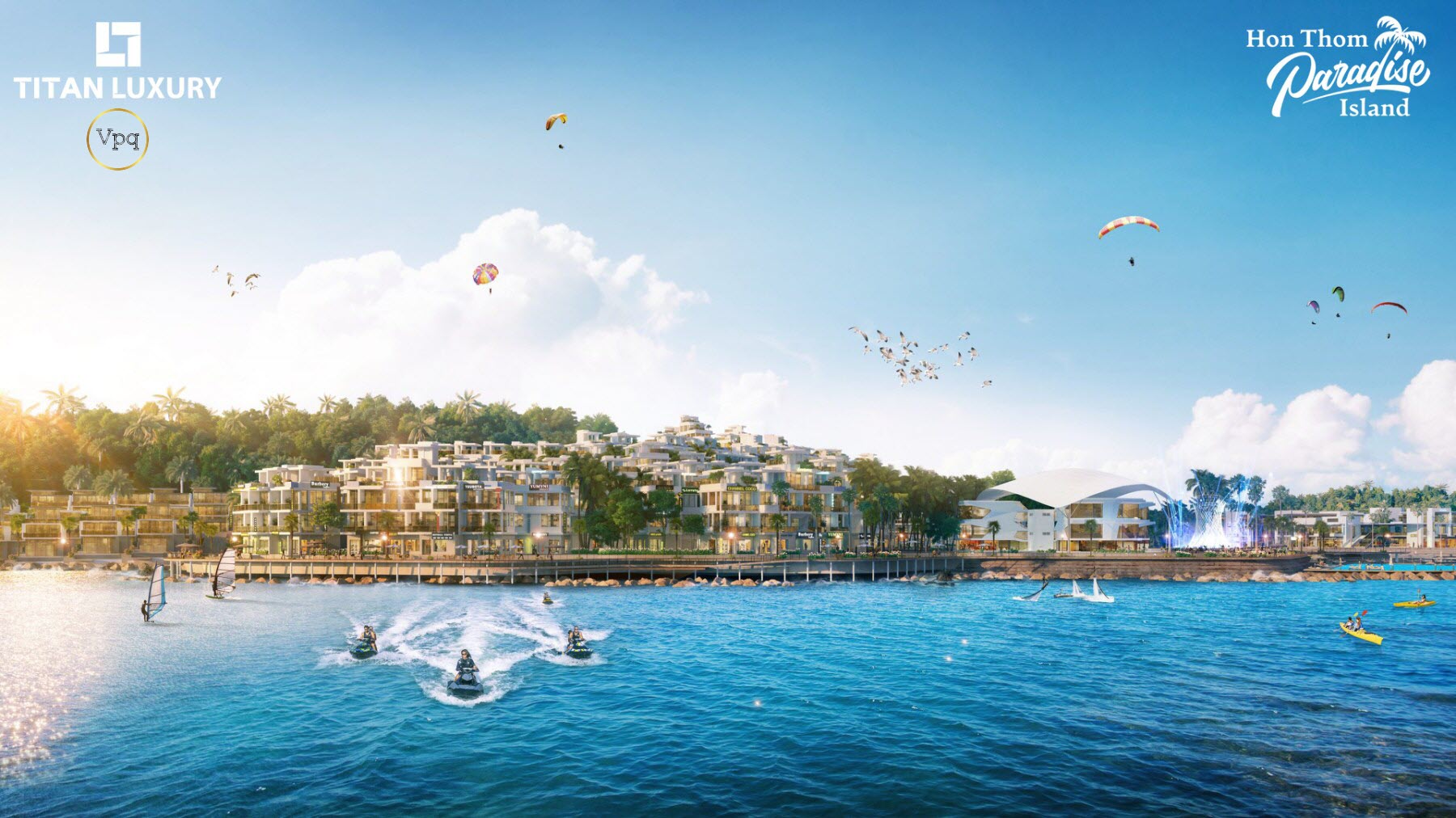 Hình ảnh về phân khu The Santo Port với những căn Shophouse lấy cảm hứng từ ngôi làng Santorini xinh đẹp