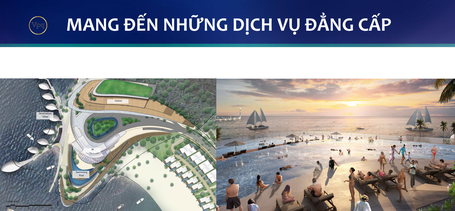 Cấu trúc bể bơi vô cực trên tòa Cánh Buồm kết nối với biển cả