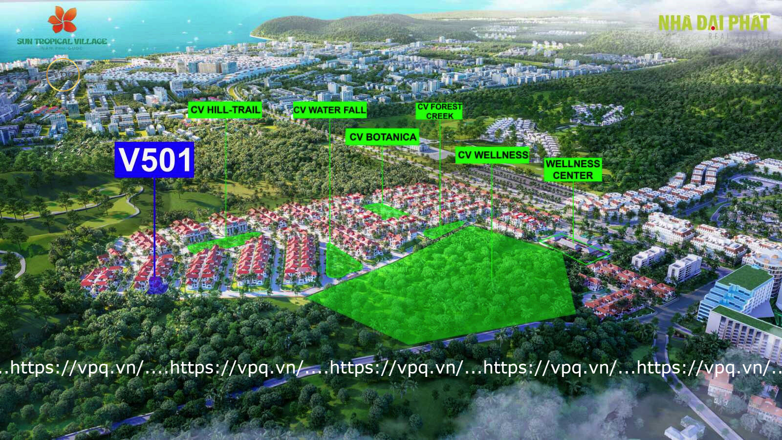 Vị trí biệt thự V501 tiếp giá với rừng nguyên sinh