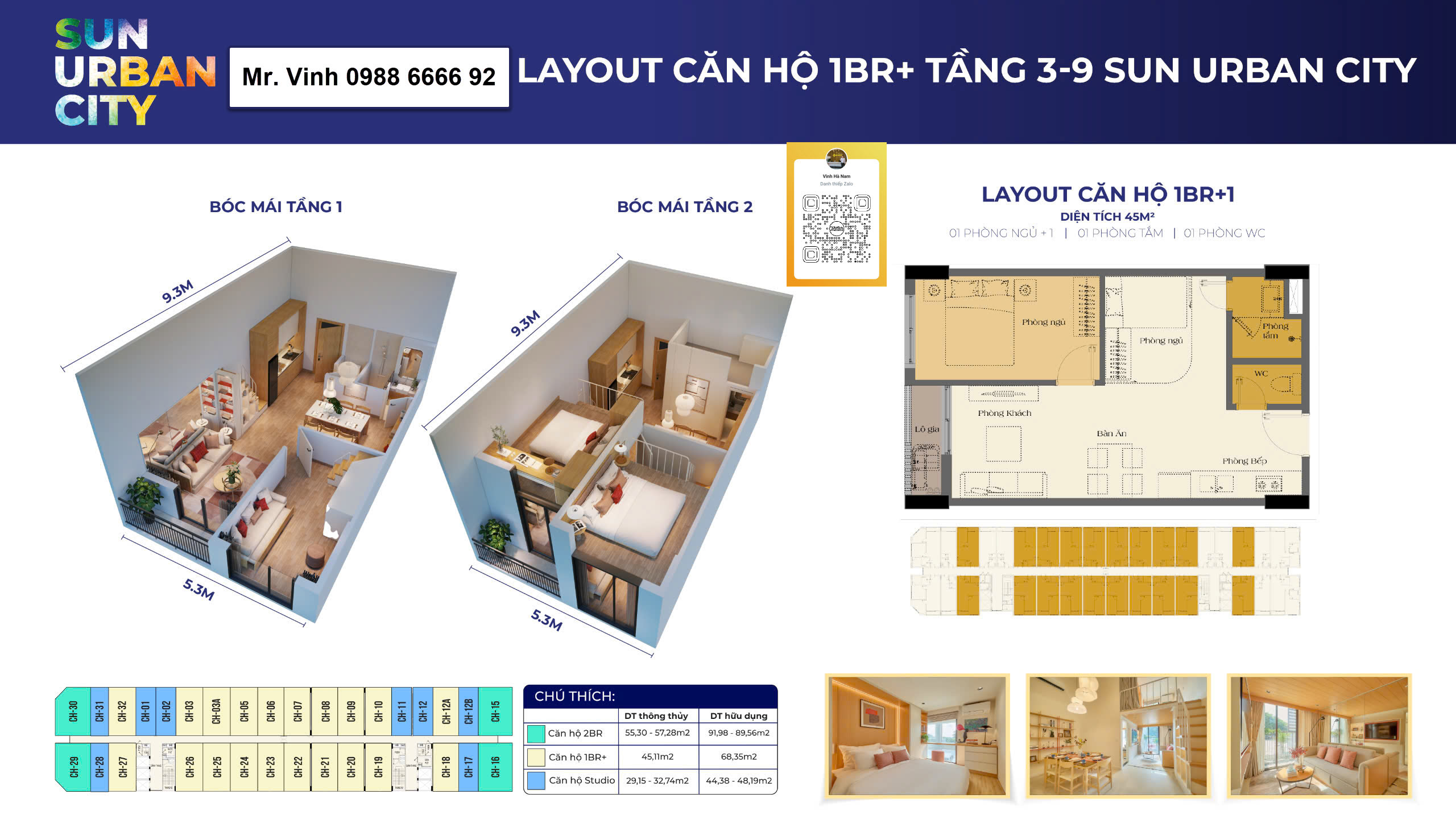 Kh&ocirc;ng gian b&oacute;c m&aacute;i căn hộ 45m2 Art Residence