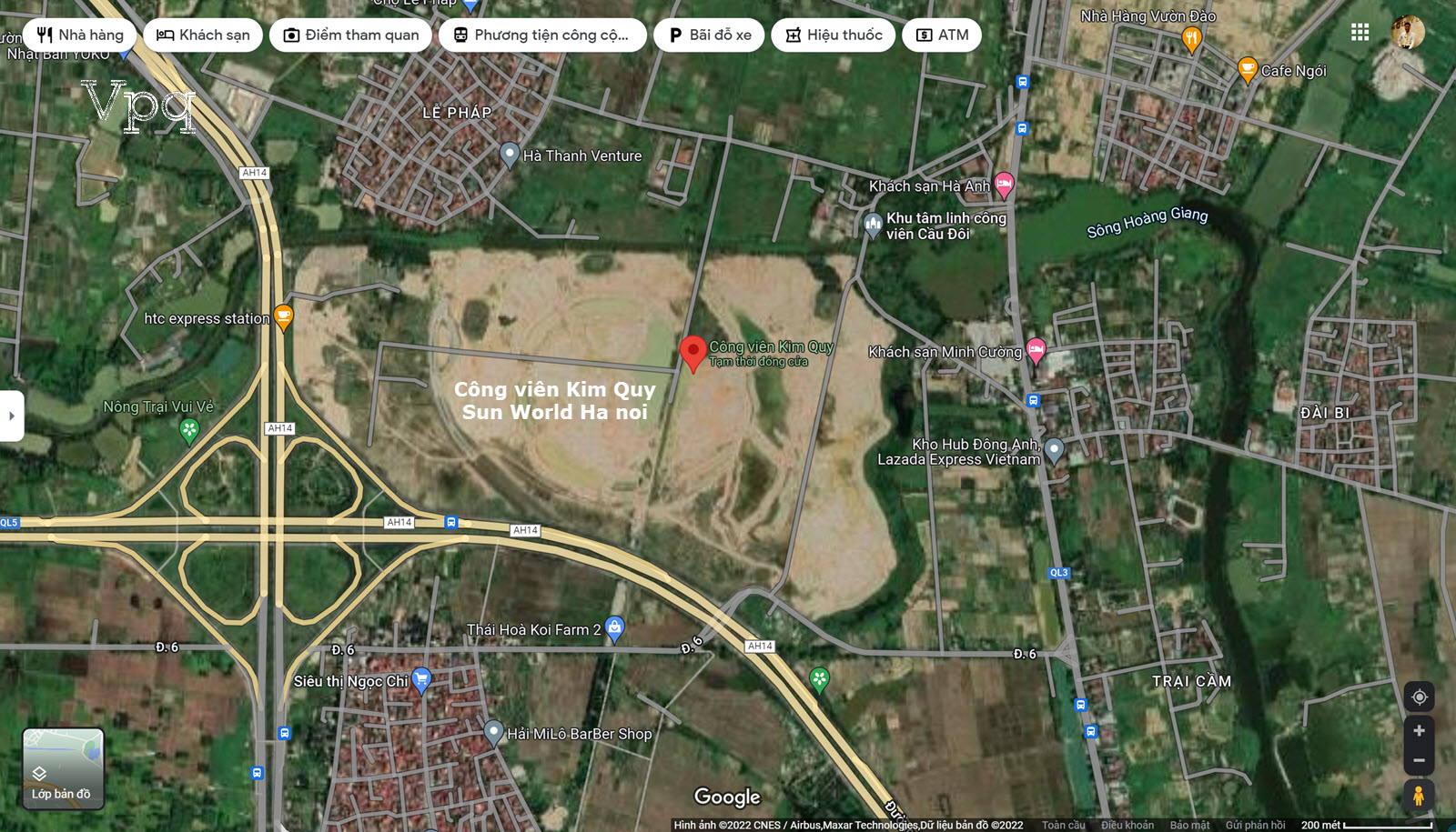 Vị trí công viên Kim Quy trên googlemap