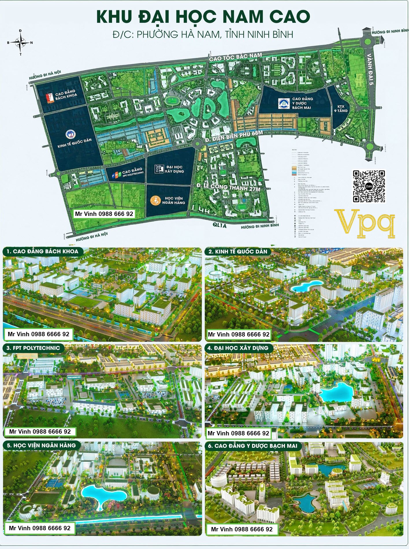 Quy hoạch vị tr&iacute; c&aacute;c cụm trường khu Đại Học Nam Cao năm 2025