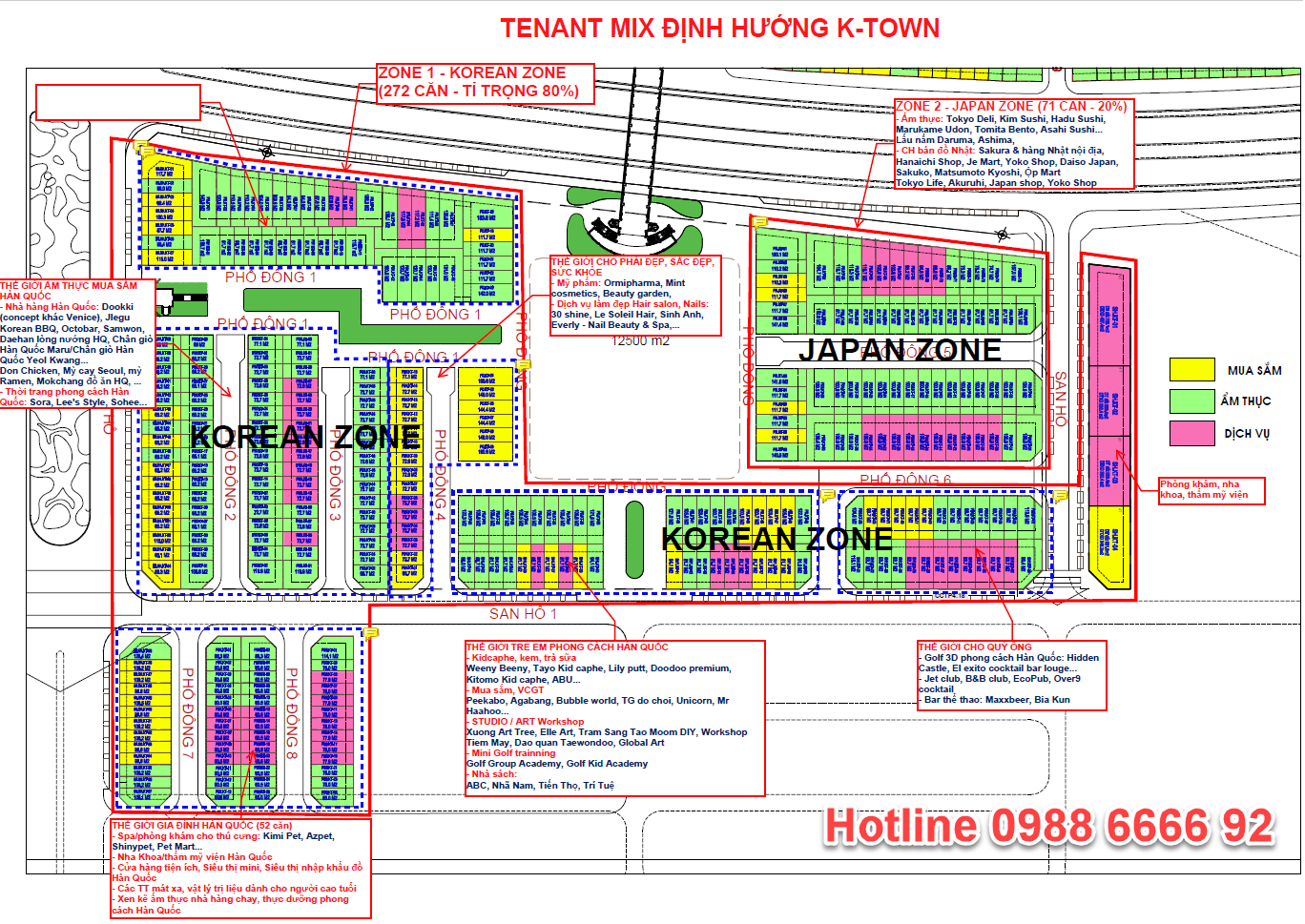 Định hướng vị tr&iacute; c&aacute;c ng&agrave;nh h&agrave;ng kinh doanh tại K-Town
