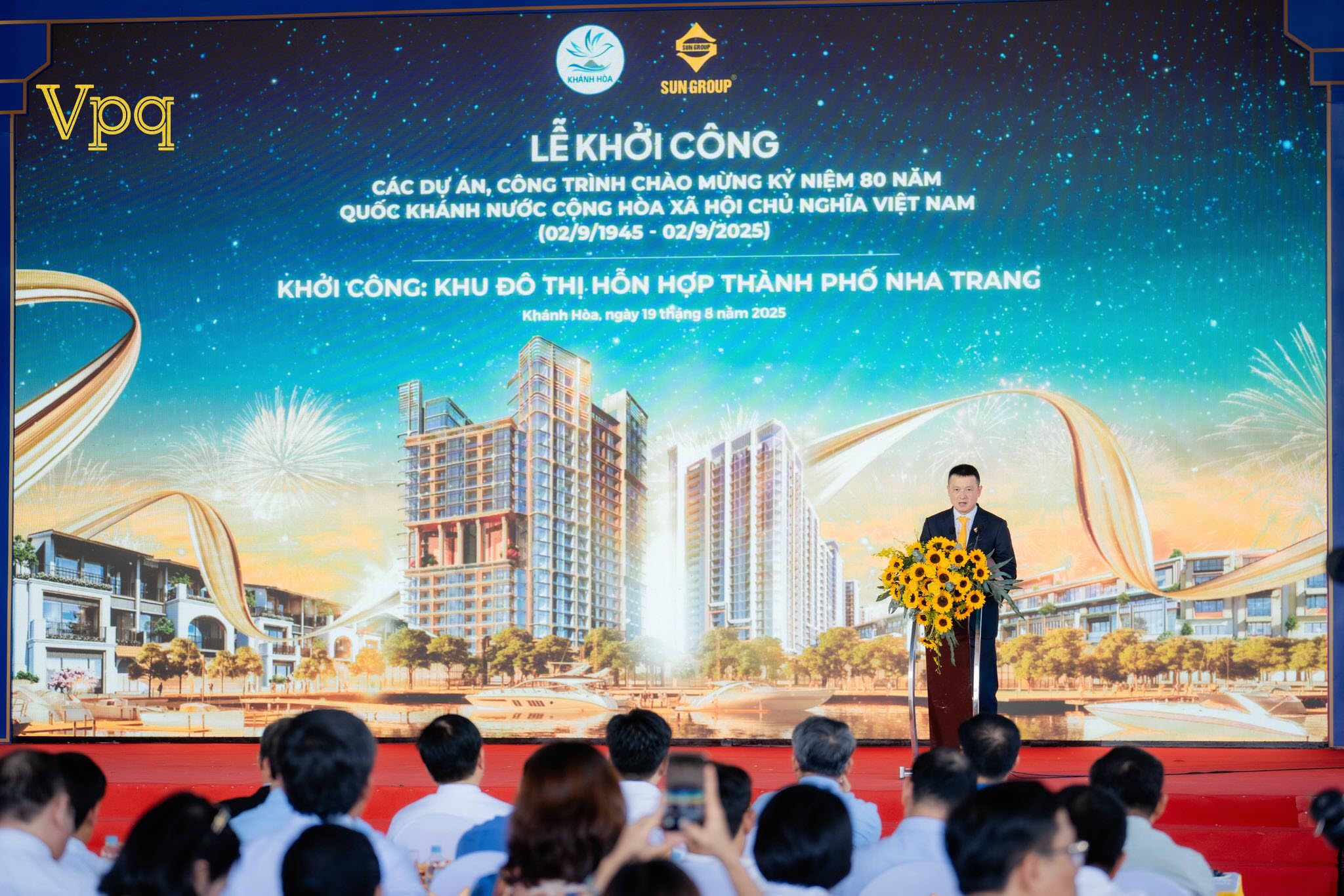 &Ocirc;ng Đặng Minh Trường - Chủ tịch HĐQT Tập đo&agrave;n Sun Group ph&aacute;t biểu tại lễ khởi c&ocirc;ng dự &aacute;n Khu đ&ocirc; thị hỗn hợp Nha Trang