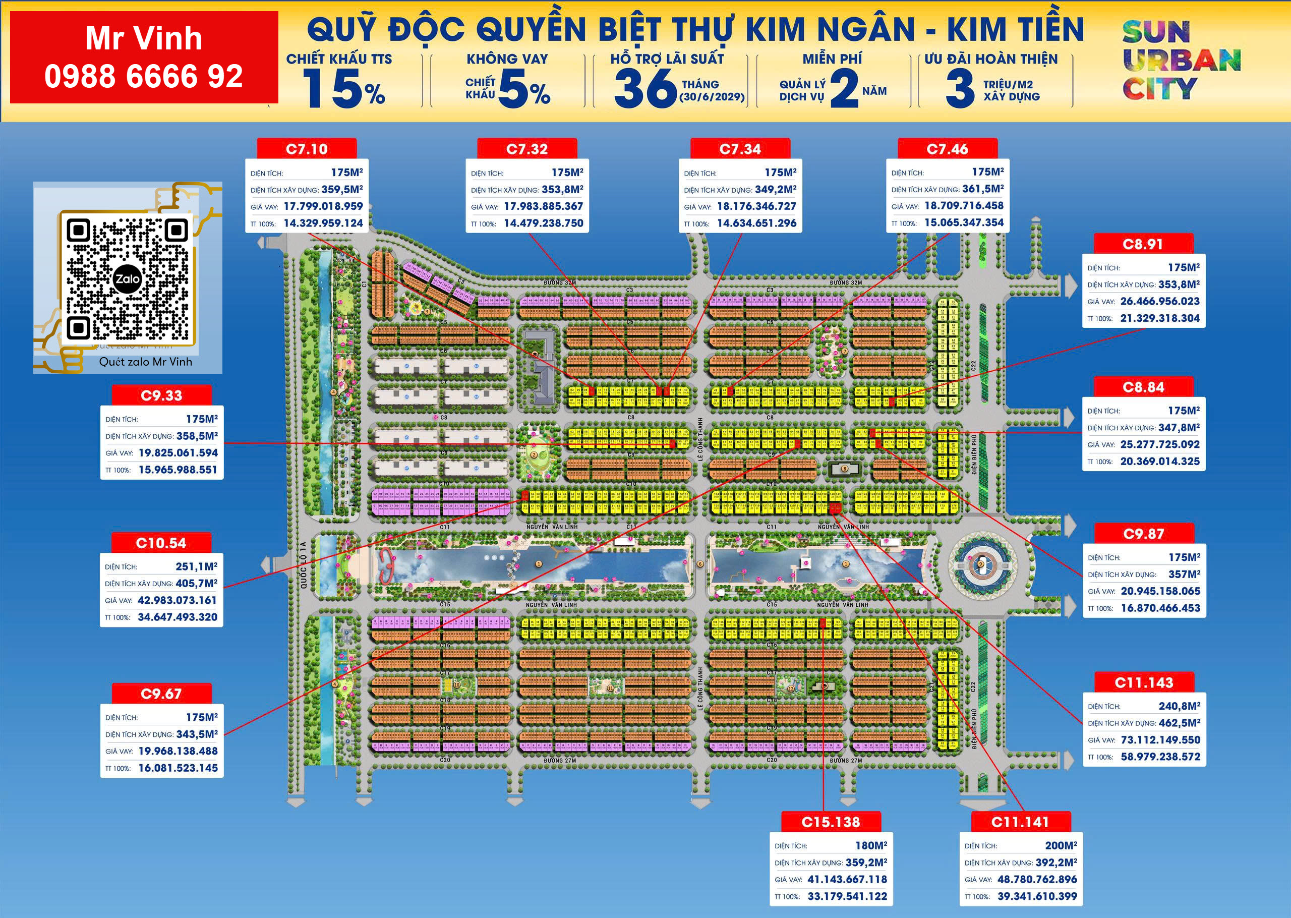 Bảng giá biệt thự Sun Urban City Hà Nam