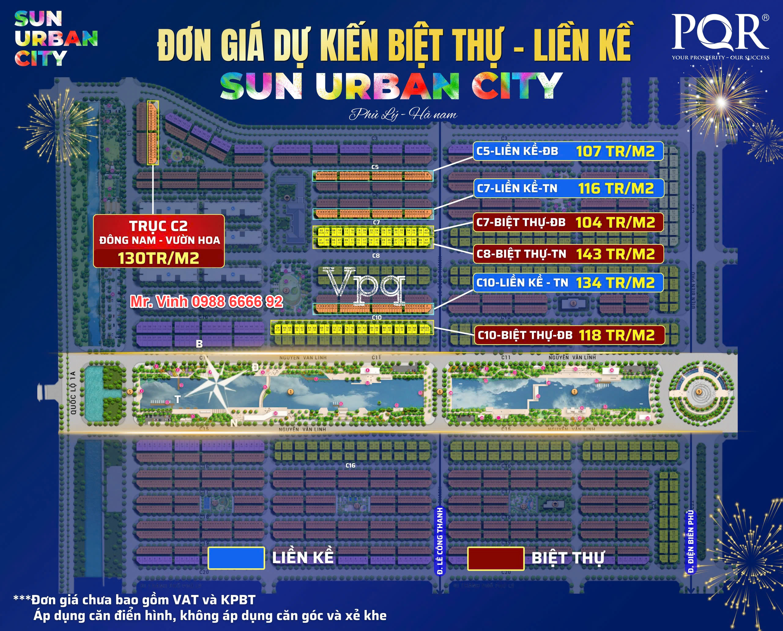 Giá bán nhà phố Townhouse và biệt thự Sun Urban City Hà Nam