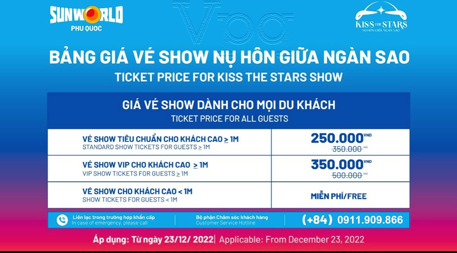 Bảng Giá Vé Kiss The Stars Show