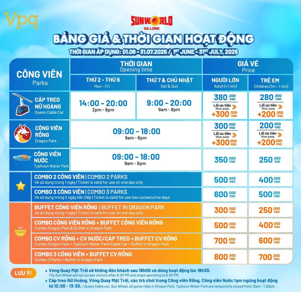 Giá vé Sun World Hạ Long Complex