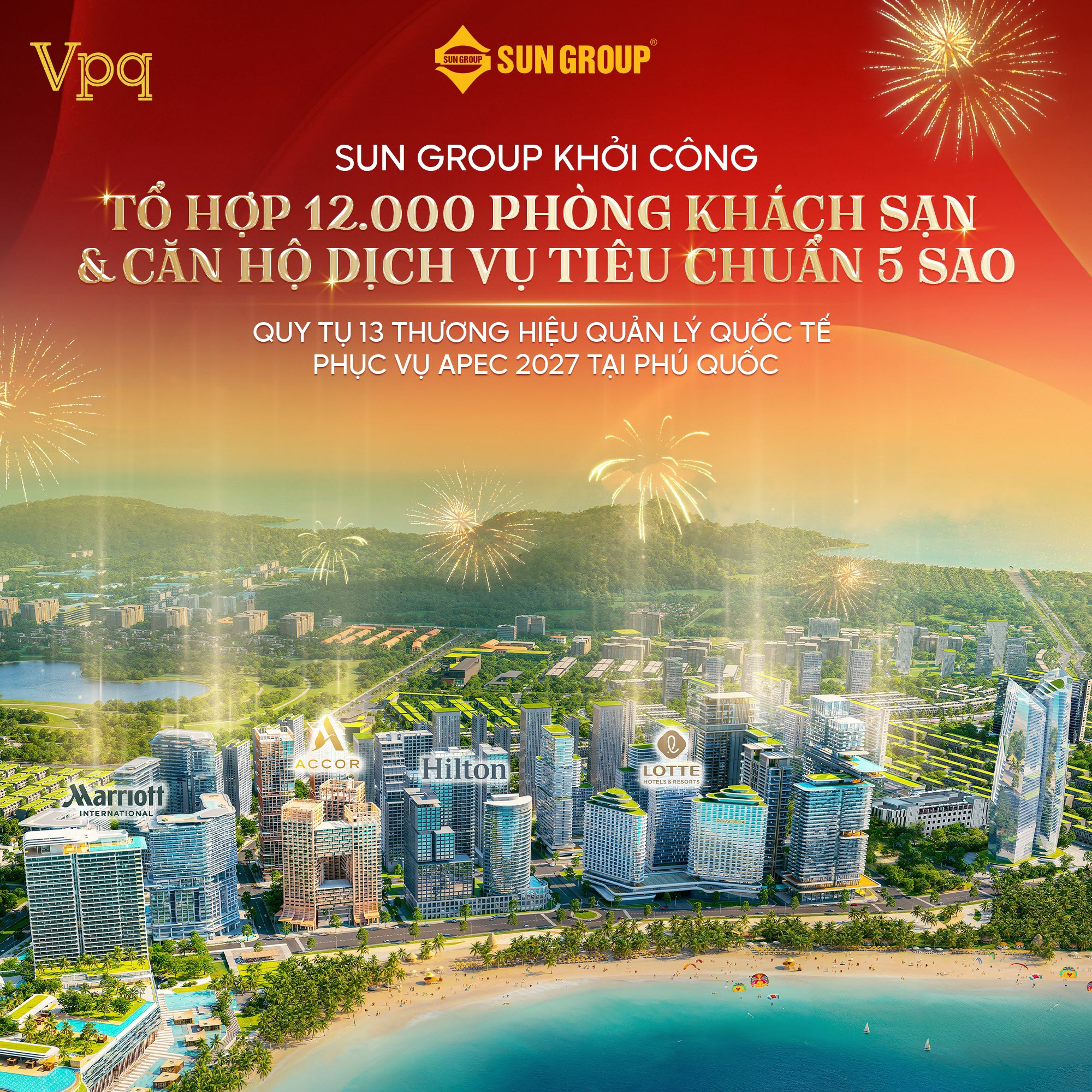 Cụm 15 t&ograve;a kh&aacute;ch sạn cao tầng ven biển với gần 6.500 buồng ph&ograve;ng, tạo n&ecirc;n một &ldquo;th&agrave;nh phố kh&aacute;ch sạn&rdquo; ngay giữa đảo ngọc Ph&uacute; Quốc