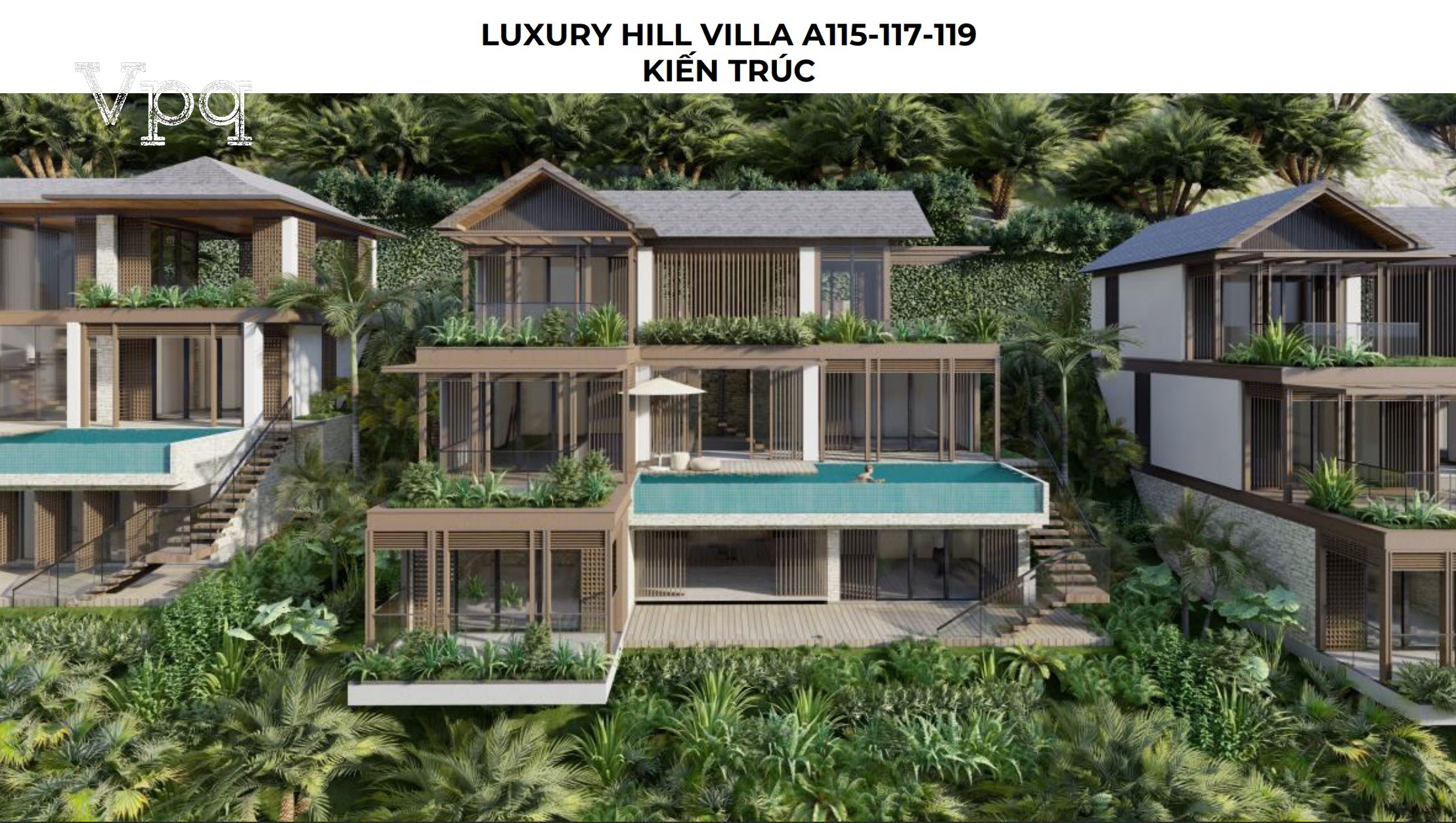 Phối cảnh kiến tr&uacute;c Luxury Hill Villa A115-A117-A119