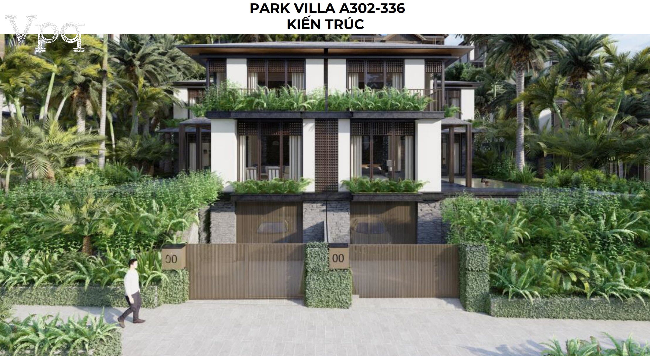 Phối cảnh kiến tr&uacute;c Makaio Park Villa A302-A336