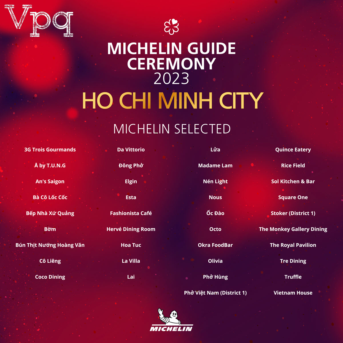 Danh sách các nhà hàng tại Thành phố Hồ Chí Minh được Michelin Guide giới thiệu