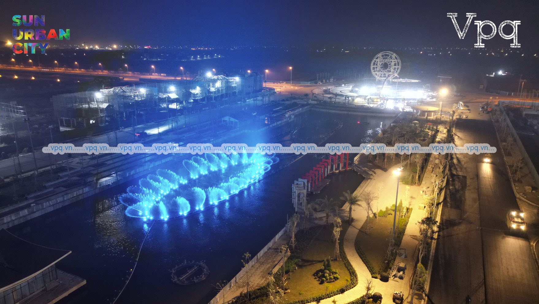 H&igrave;nh ảnh show nhạc nước đang chạy thử nghiệm tại Sun Urban City