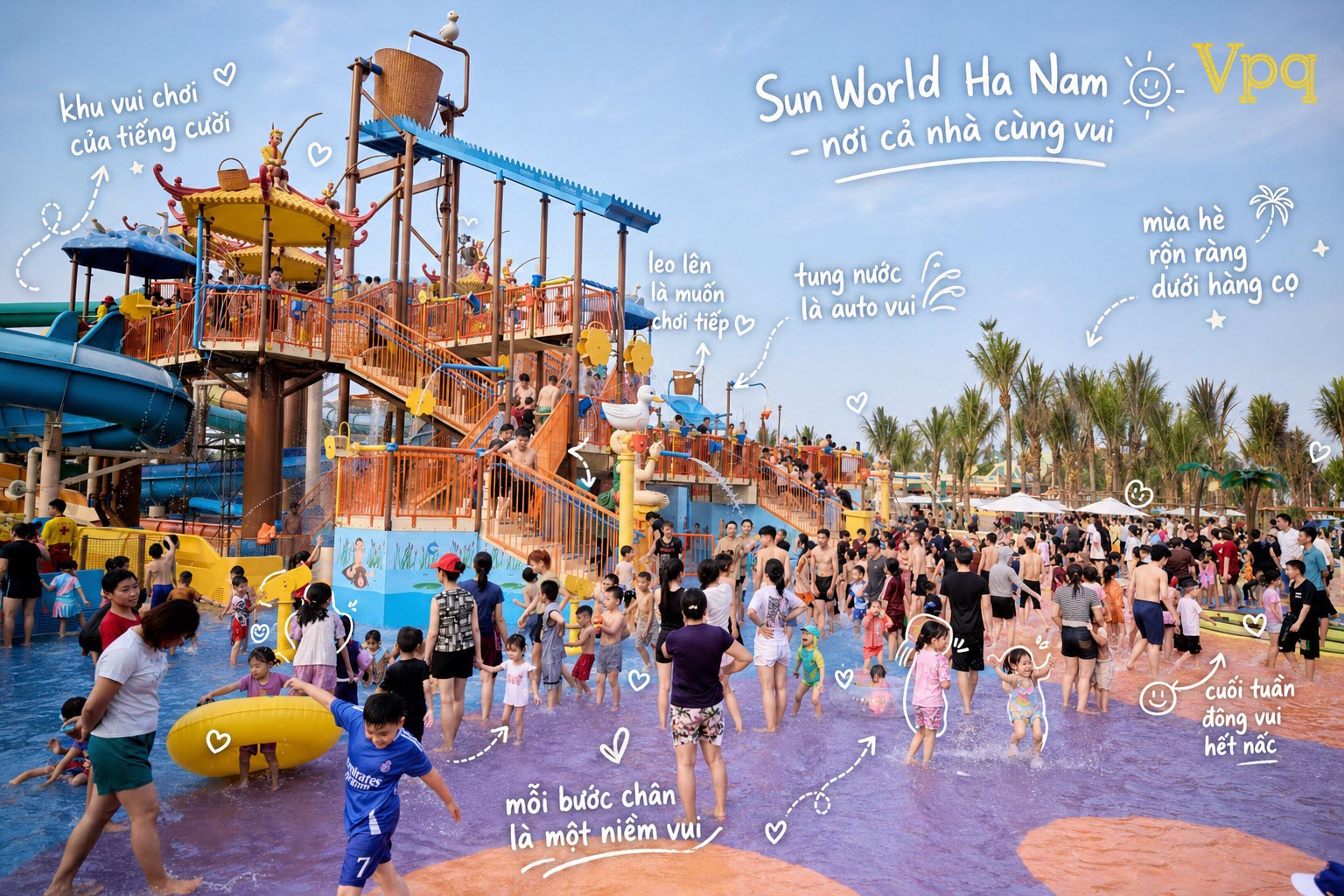 Rất đông người dân đến chơi Công viên nước Sun World Hà Nam