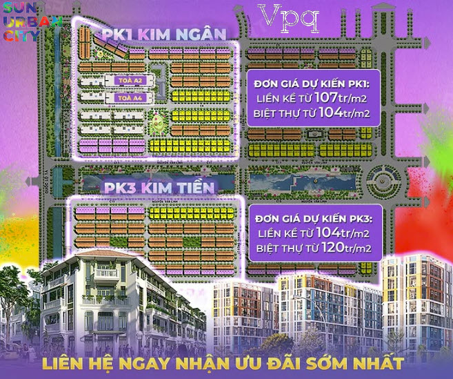 Vị trí phân khu Kim Ngân 1 Sun Urban City Hà Nam