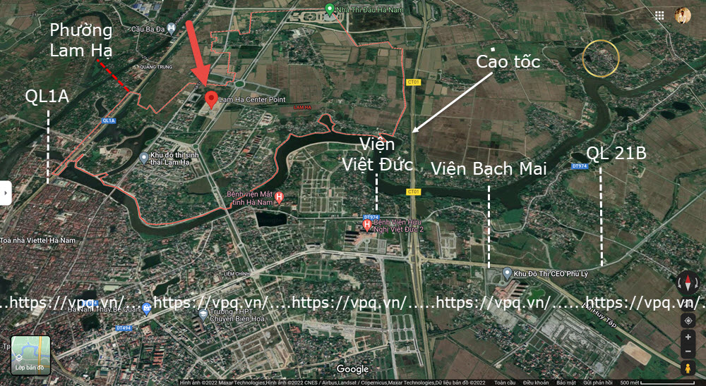Vị trí dự án Lam Hạ Center Point trên Gmap