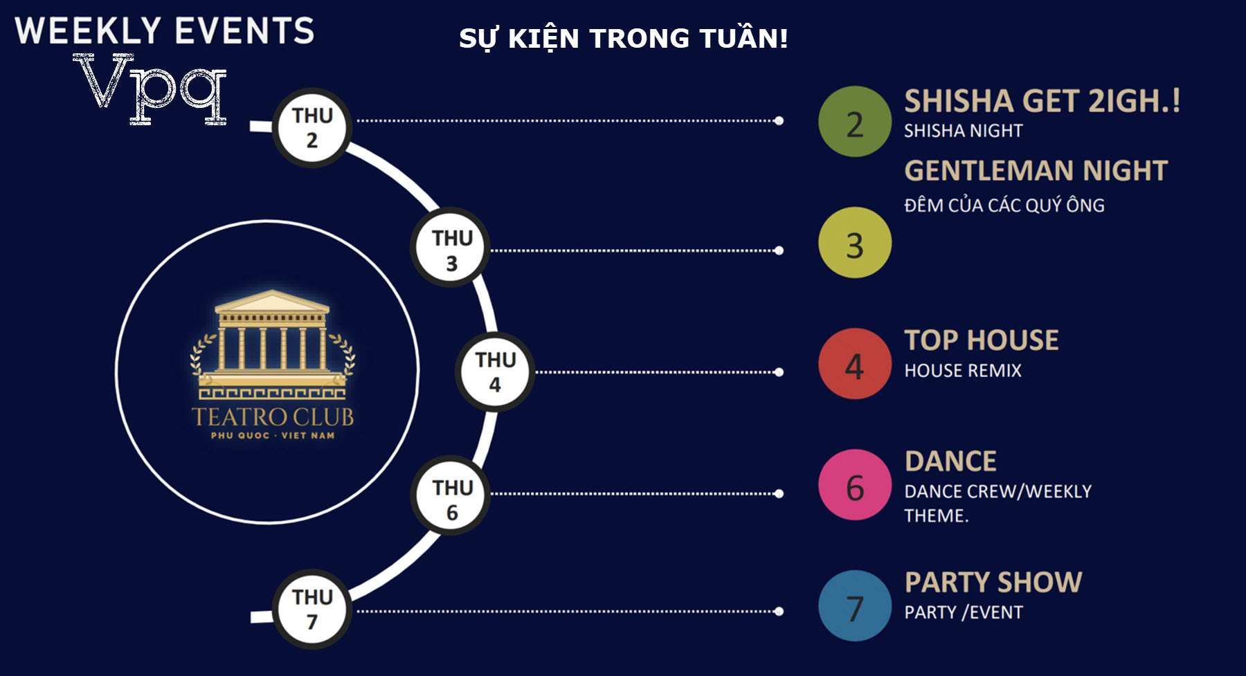 Lịch tổ chức c&aacute;c sự kiện trong tuần vủa Teatro Club Ph&uacute; Quốc