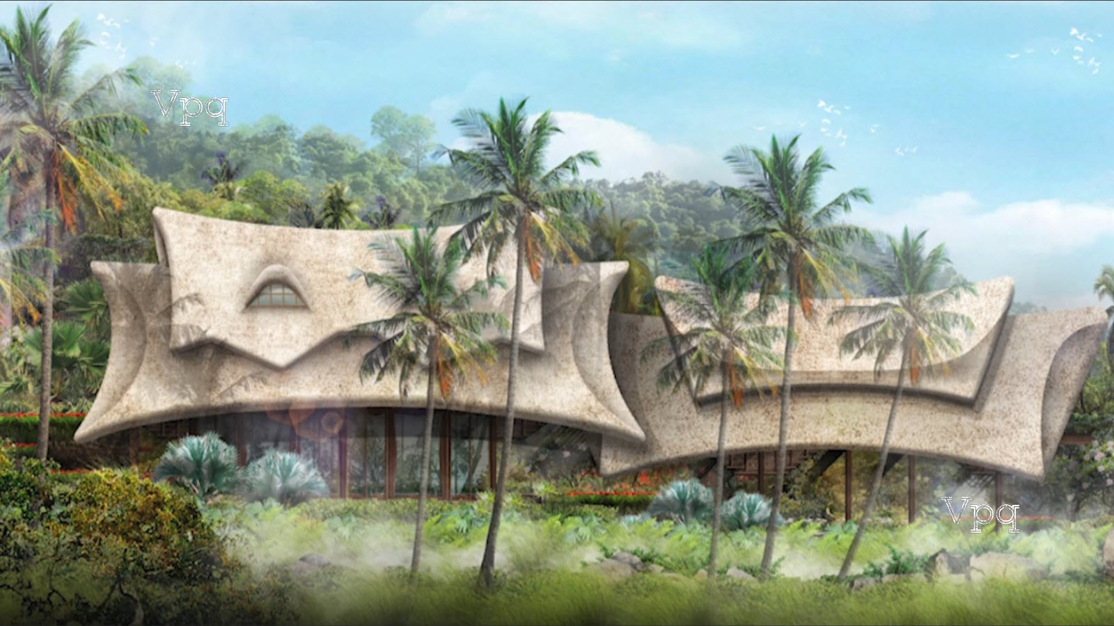 Phối cảnh biệt thự Hòn Thơm hợp phần Sun Retreat Village do Bill Bensley thiết kês