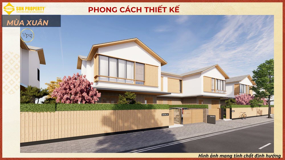 Phong cách thiết kế biệt thự mùa xuân Sun Beauty Onsen Village với hoa đào