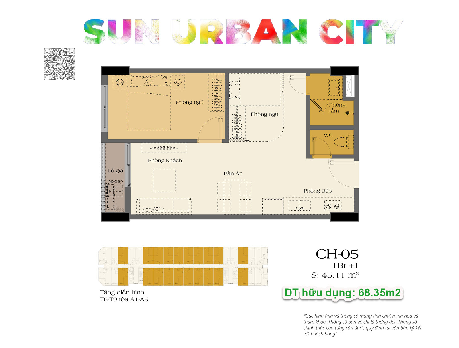 Layout căn hộ 1 phòng ngủ + 1