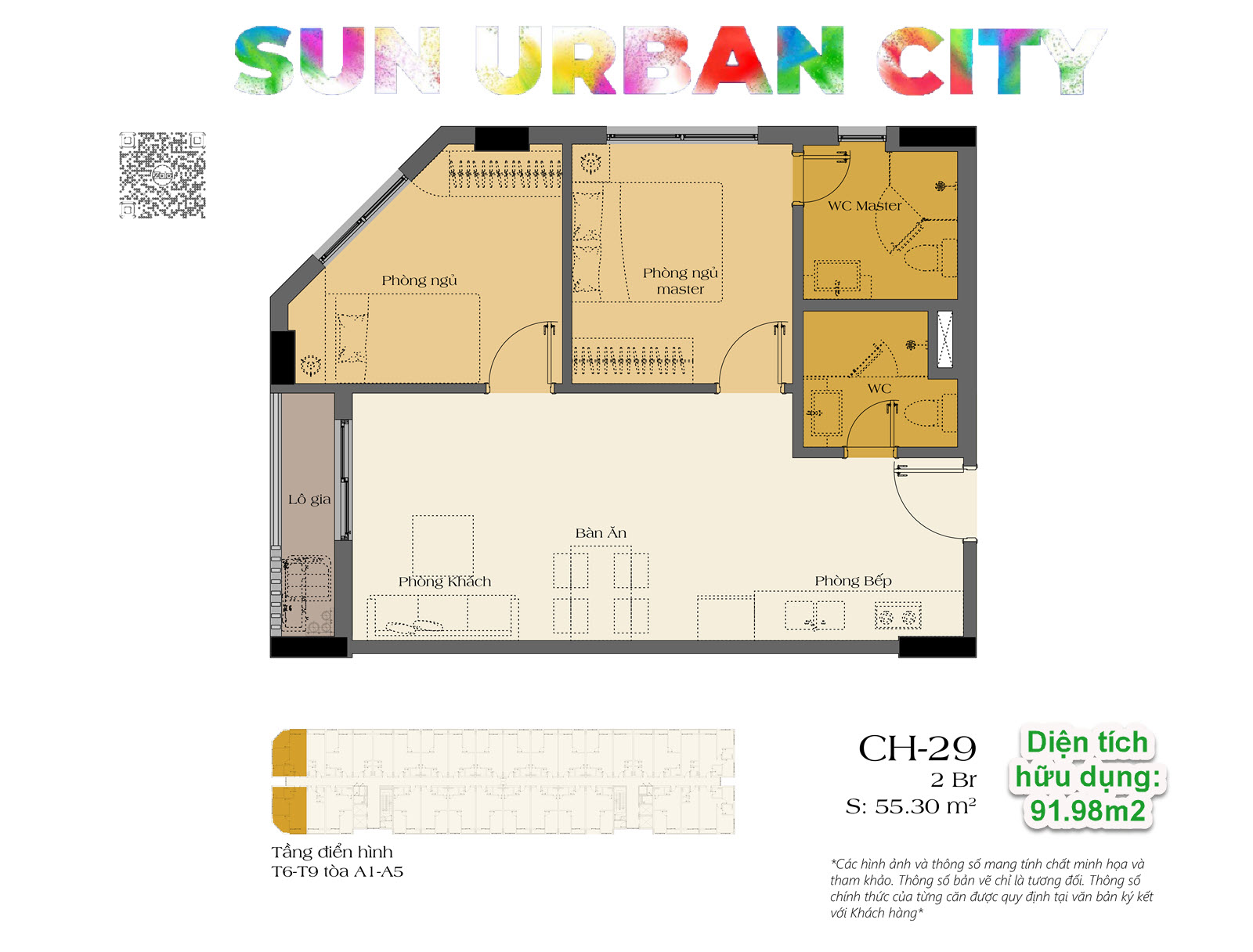 Layout căn hộ 2 phòng ngủ Art Residence